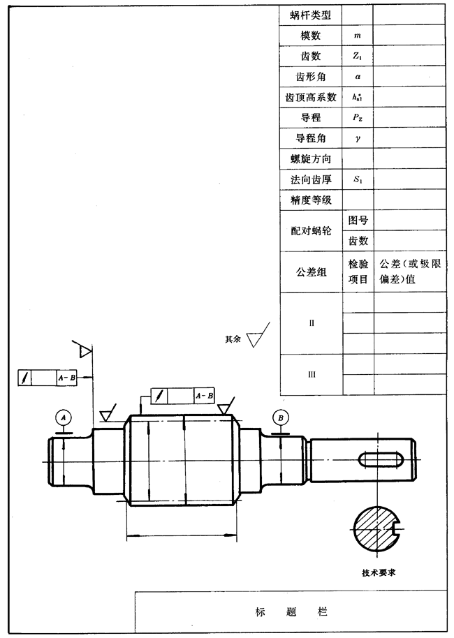 圓柱蝸杆、蝸輪圖樣上應注明的尺寸數據圖例