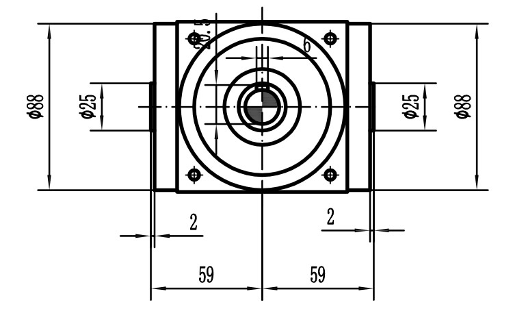 HDA09系列換向器：HDA09-2：1-E外形安裝尺寸圖1