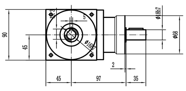 HDA09系列換向器：HDA09-2：1-E外形安裝尺寸圖2