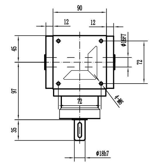 HDA09系列換向器：HDA09-2：1-E外形安裝尺寸圖3